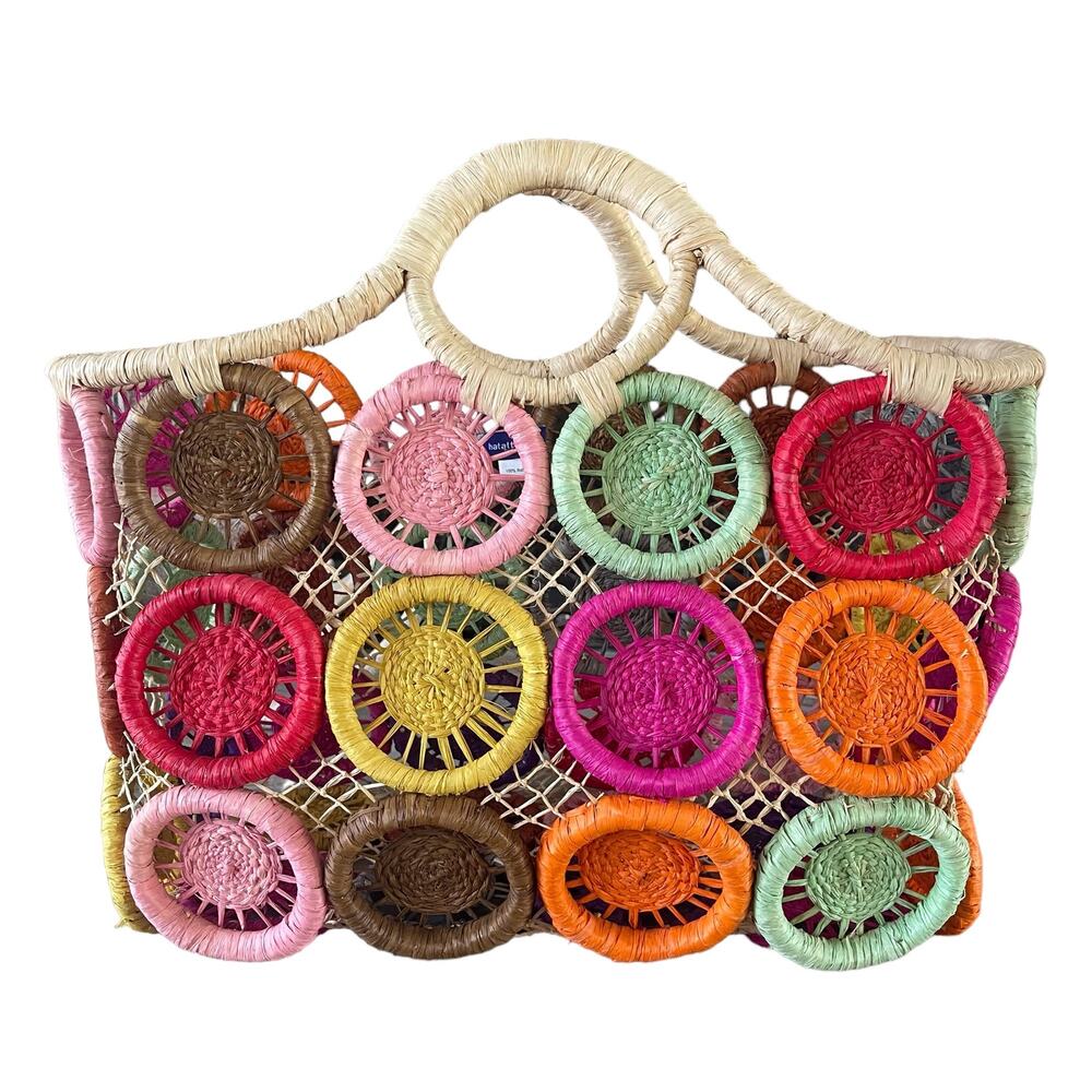 Hat Attack 100% Raffia Multicolor Large Tote